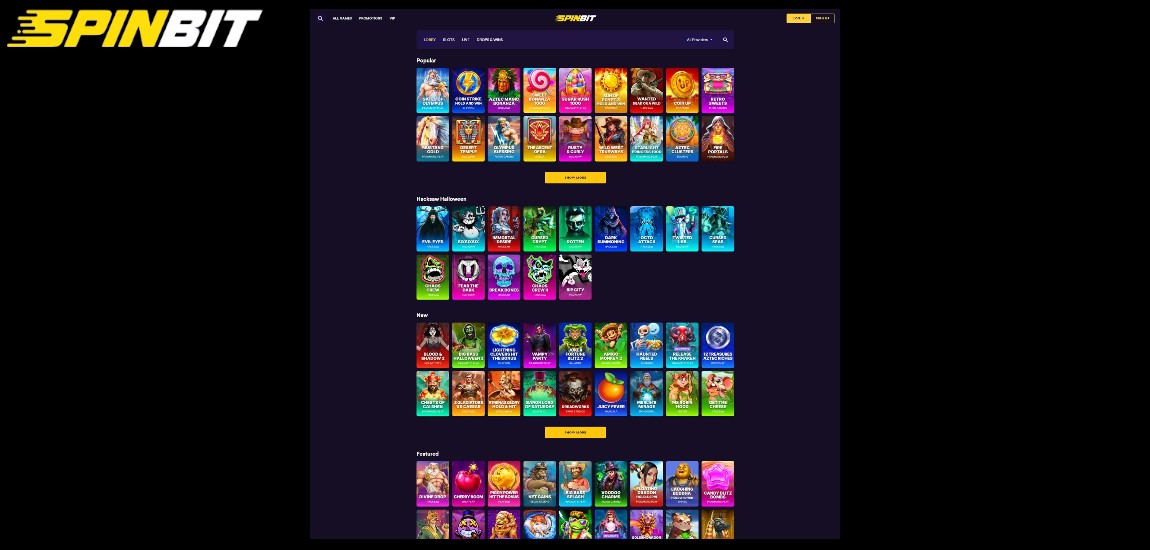 Variety of games at Spin Bit online casino